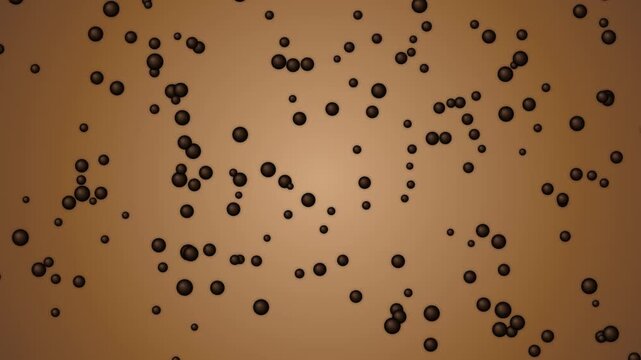 Floating dark spheres on smooth brown gradient background motion graphic.