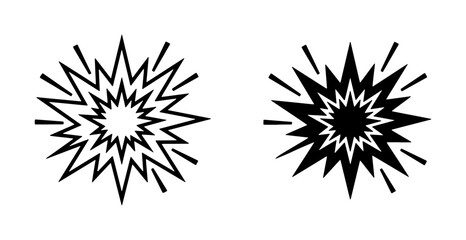 Explosion Burst Icons, Starburst Graphic Elements, Comic Style Impact Symbols, Black and White Vector Shapes for Design © Jamal