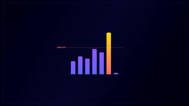 Business Sales Funnel and KPI Growth Bar Graph Motion Render Animation on Dark Background