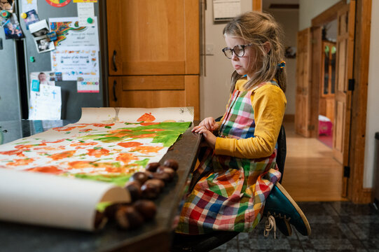 Fall themed painting activity as a family