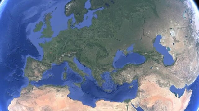 Video of planet Earth rotating in space.
France, switzerland on geographical world map.