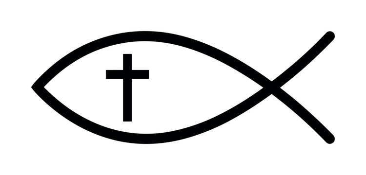 Christian Ichthys symbol with a cross inside, representing faith and belief