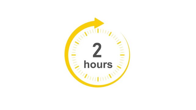 Clock 2 hours icon, Clock Face Timer . isolated on transparent background with alpha channel Clock , timer time passage waiting time animation (4K) , 2 hours. Overlay 4k video animation ,