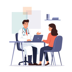 Fototapeta premium Doctor And Patient Discussing Health Matters Consultation And Examination Illustration