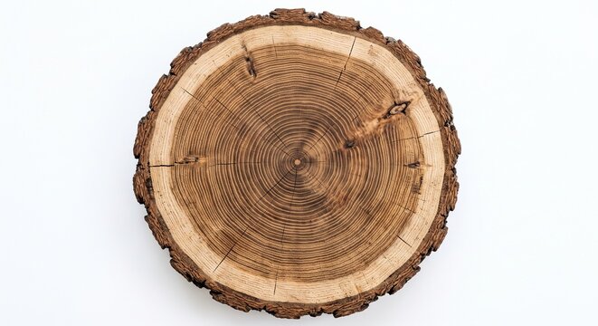 Natural Tree Trunk Cross Section with Detailed Growth Rings