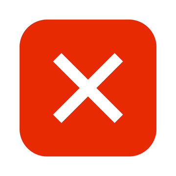 Red square icon with a white cross sign for delete or cancel action