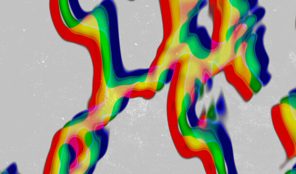 Rainbow light leak overlay texture with abstract color wave pattern glowing across shimmering textured paper for template