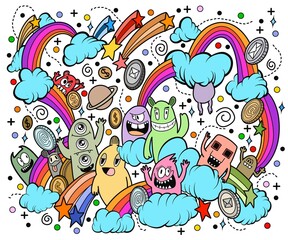 Funky Monster World Doodle © ohhh_photo