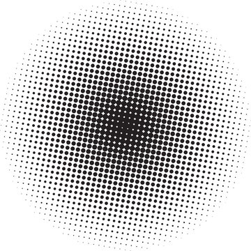 Halftone texture with gradient in grunge style. Faded dot background . Black retro geometric pattern in manga, anime style. Pop art style dot gradation . Vector illustration