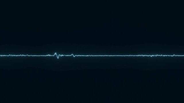Glowing audio waveform displayed across dark background with irregular signal peaks