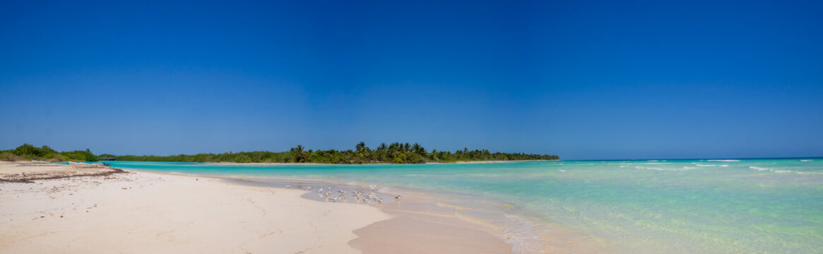 Sian Kaʼan Biosphere Reserve Boca Paila beach panorama, Quintana Roo, Mexico