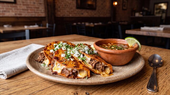 Tacos De Birria With Consom Mexican Cuisine