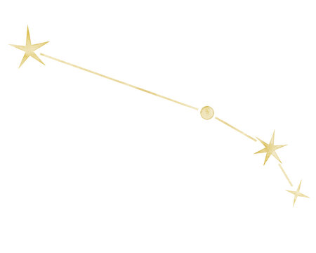 Aries watercolor constellation illustration on isolated background. Golden zodiac star map for astrology, horoscope, nursery decor, celestial collections and fantasy designs.