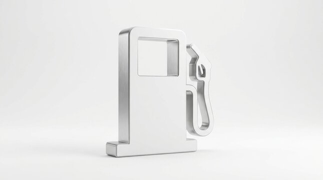 Modern metallic fuel pump icon on a clean white background