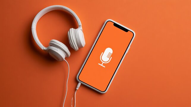 Digital media concept representing podcast listening, audio streaming, mobile entertainment, online radio, music, broadcasting, communication, technology, and content consumption.