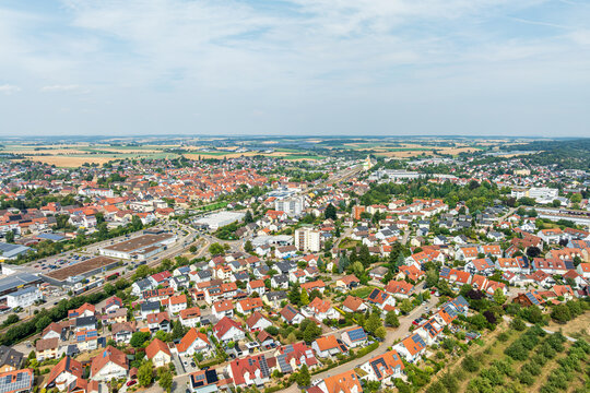 Drone aerial view of Eppingen in the Heilbronn District of Baden W&uuml;rttemberg, Germany