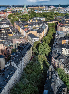 Aerial view of Stockholm City, Sodermalm district