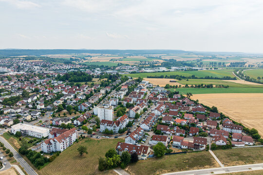 Drone aerial view of Eppingen in the Heilbronn District of Baden W&uuml;rttemberg, Germany