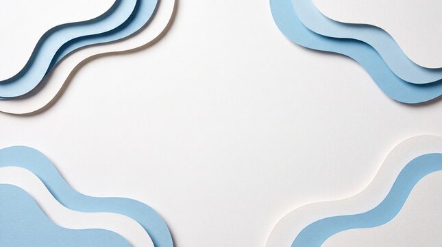 Abstract background edge of paper cut 4 layers corner baby blue and white