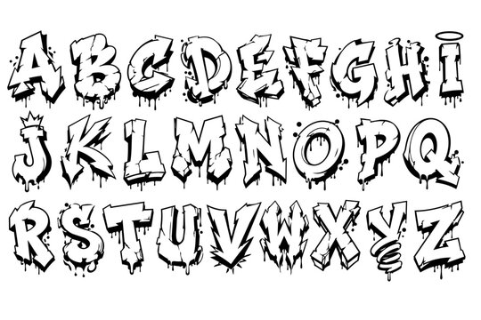 Graffiti Style A to Z Alphabet Vector Lettering Set