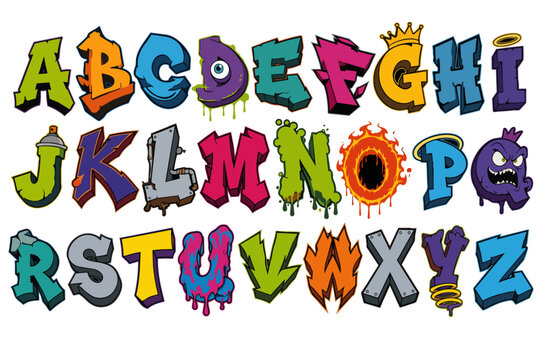 Graffiti Style A to Z Alphabet Vector Lettering Set