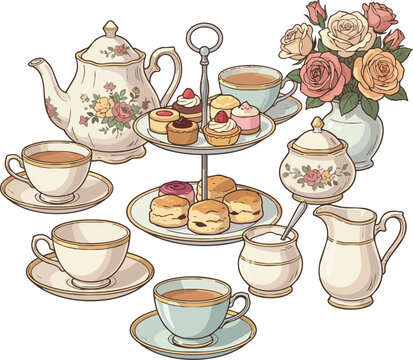 Afternoon Tea Party Illustration