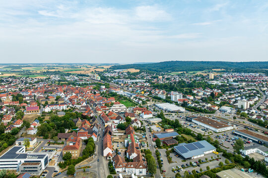 Drone aerial view of Eppingen in the Heilbronn District of Baden W&uuml;rttemberg, Germany