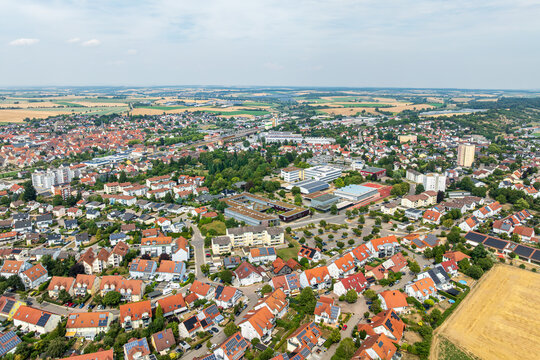 Drone aerial view of Eppingen in the Heilbronn District of Baden W&uuml;rttemberg, Germany