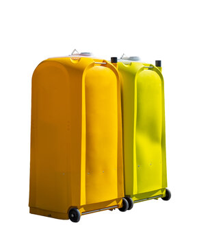 Ecological services, chemical toilets for events and construction sites. Isolated on a white background.