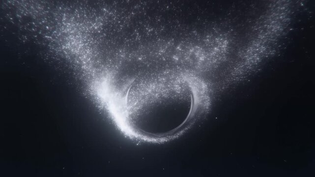 Black hole surrounded by swirling accretion particles in deep space