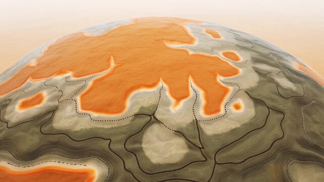 Abstract orange topographic surface with layered contour patterns and rounded central landform