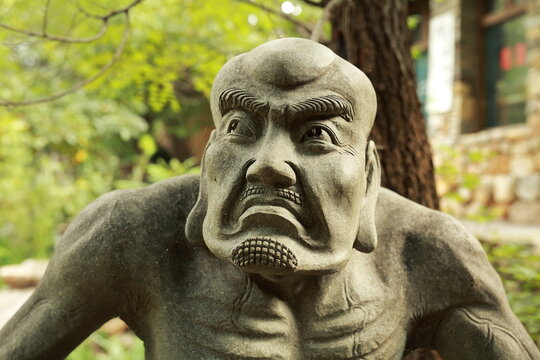 Expressive Face of a Buddhist Luohan Statue at Chanxinju in China