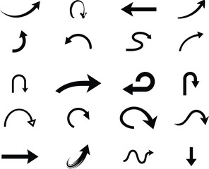 Fototapeta premium Hand Drawn Arrow Doodle Set – Curved, Straight, Wavy and Directional Arrow Collection