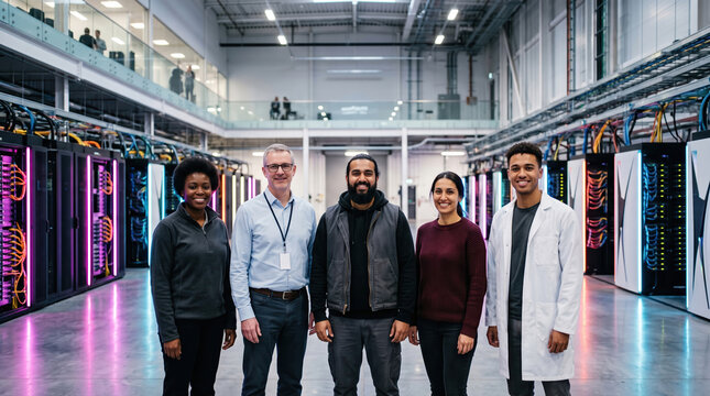 HPC Team Portrait in a Lit Hall