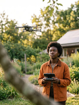 Technician Using Drone for Nature Monitoring
