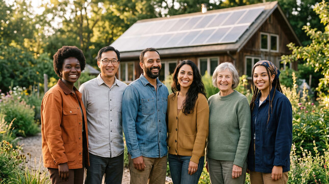 Diverse Community at Their Solar Home