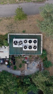 HVAC Unit Near Commercial Building Aerial View