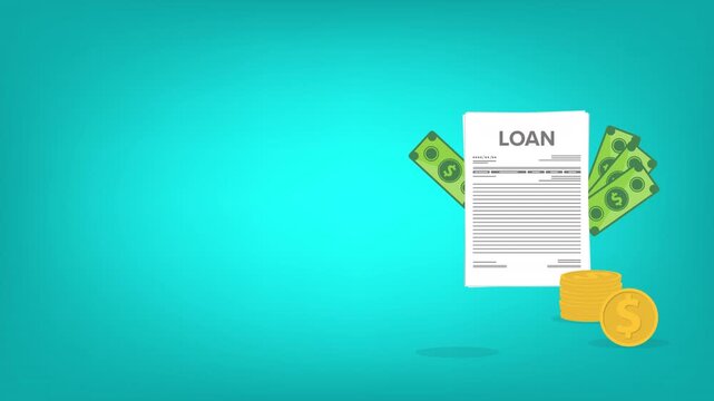 Mortgage Loan Contract with Cash and Dollar Symbols Animation