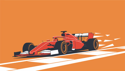 Fototapeta premium Racing formula one car on a track with abstract motion shapes embodies the intensity of professional auto sports.