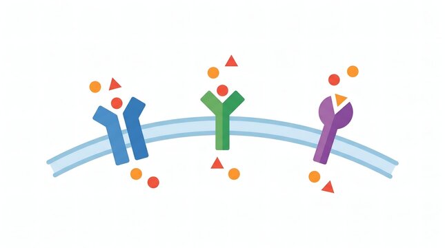 Cellular membrane receptors binding ligands in signal transduction vector diagram