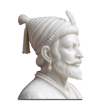 statue of Indian king founder of Maratha kingdom Chhatrapati Shivaji Maharaj for festival of Shivaji Maharaj Jayanti, Maharastra day concept, cutout in transparent background, png format 