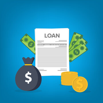 Mortgage Loan Contract with Cash and Dollar Symbols