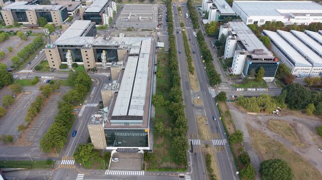 Aerial View of Milanofiori Business District in Assago, Milan, Italy