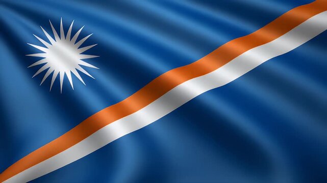 Dynamic video of the Marshall Islands flag waving proudly, a symbol of nationhood and cultural identity with vibrant colors flowing beautifully