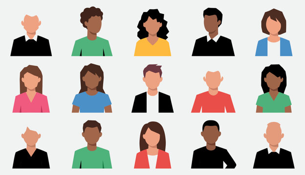 A collection of diverse anonymous people icons symbolizing community unity and worldwide interconnectedness