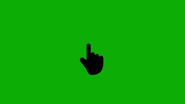 Animated hand cursor clicking isolated on green screen background, for digital user, interface website interaction, software tutorials, and, interactive multimedia presentations