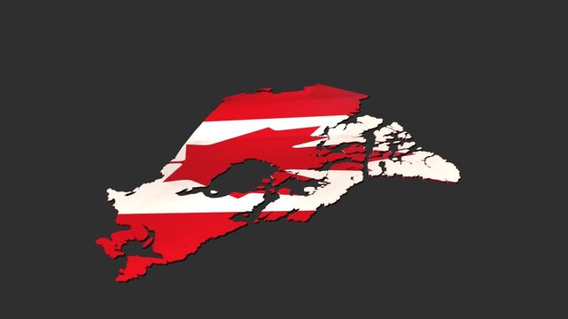 3D Render of Canada Map with National Flag and Maple Leaf Design