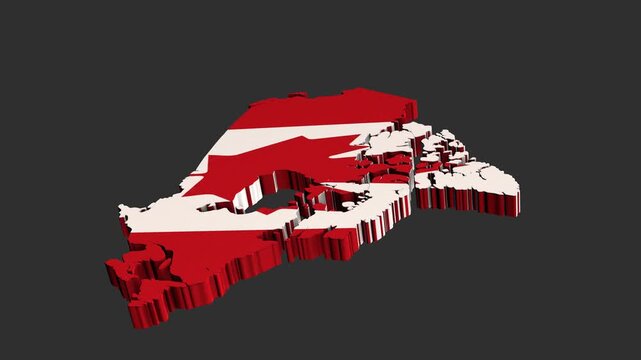 3D Map of Canada with Maple Leaf Flag Pattern