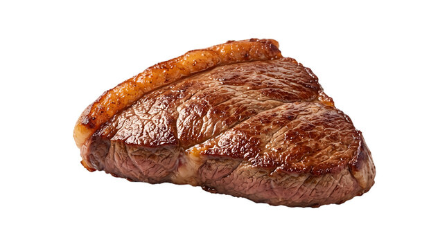 A delicious grilled picanha steak cut presented on a clean and completely isolated transparent background surface