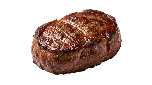 A single delicious grilled beef steak fillet mignon isolated on transparent background